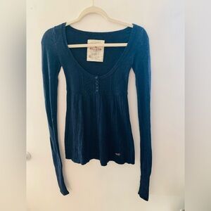 Abercrombie, rare vintage, Y2K, baby doll, long sleeve blue small